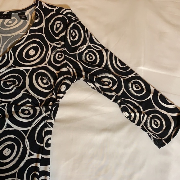 Ideology Black and White Swirl Faux Wrap Dress - Picture 4 of 6